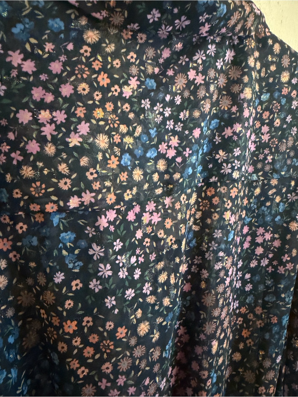 black Floral Ruffle Button-Front Women's Top - Picture 5 of 5
